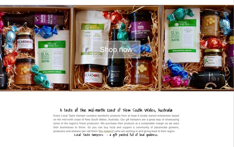 Screenshot local taste hampers - www.mighty.com.au